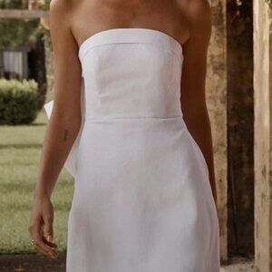 DISSH white Linen Dress with Bow